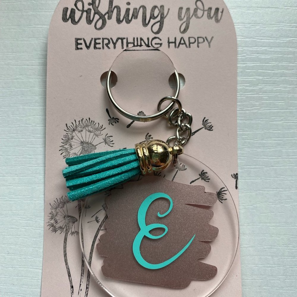 'E' Purple/Teal Acrylic Keychain